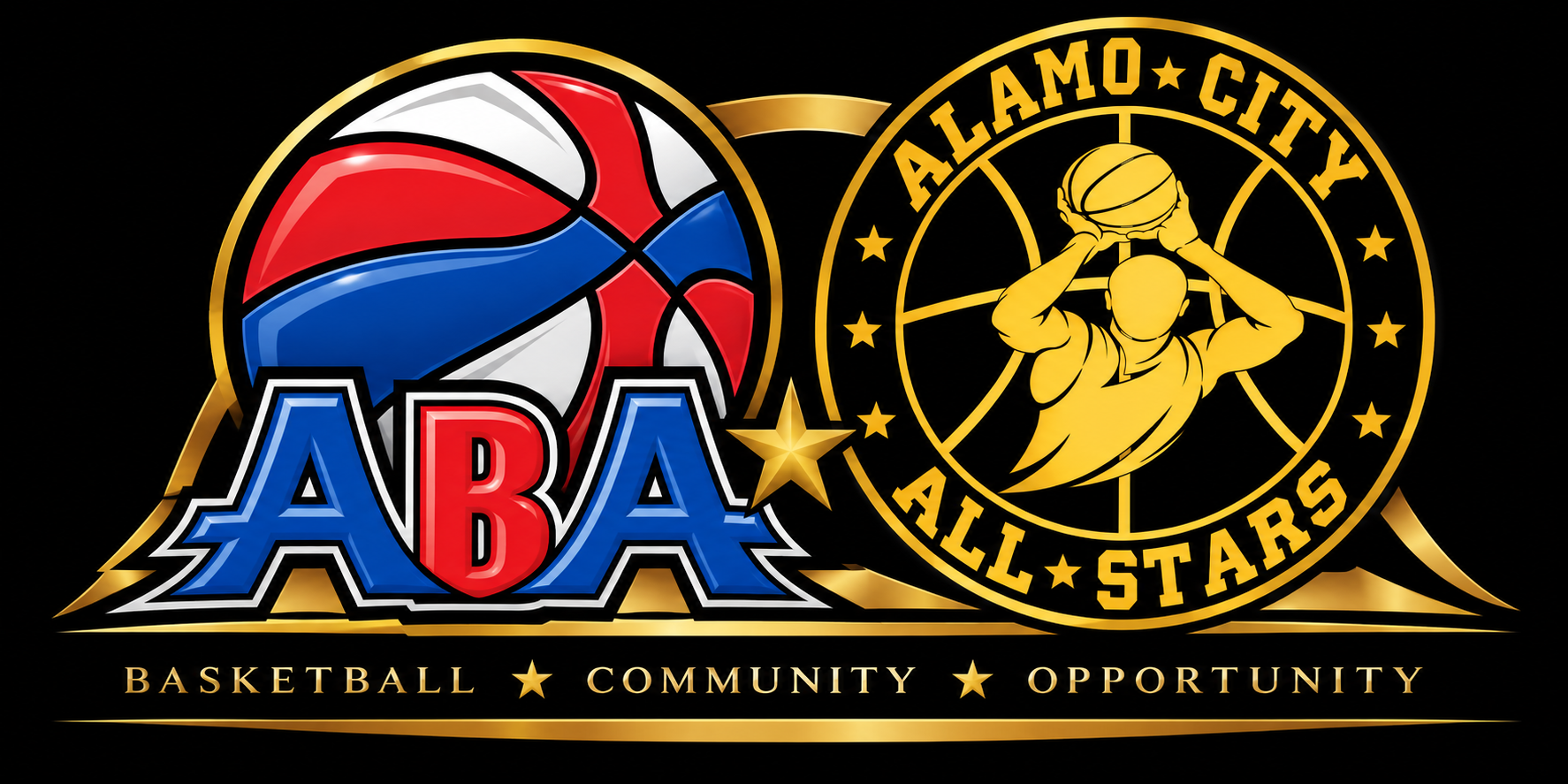 ABA and Alamo City All-Stars basketball logos